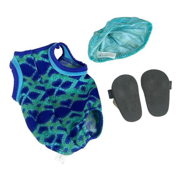 American Girl Chrissa Swim Team Gear SWIMSUIT SWIM CAP & SHOES - Picture 2 of 7